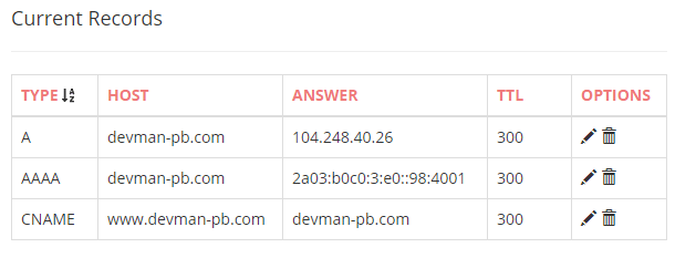 current dns records porkbun