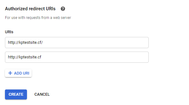 authorized redirect URIs