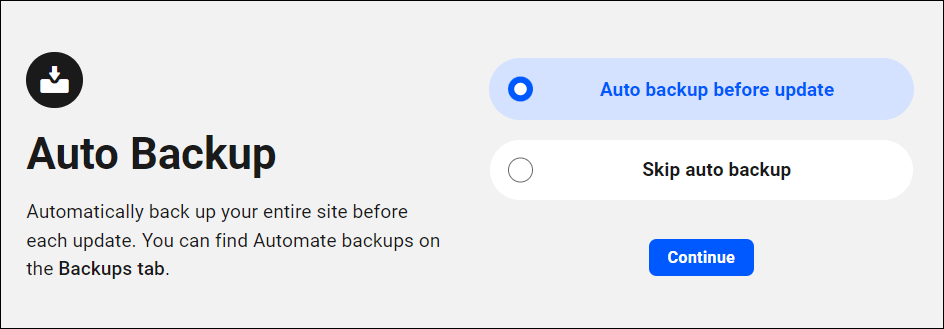 The Hub - Automate - Auto Backup screen.