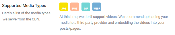 CDN supported media types