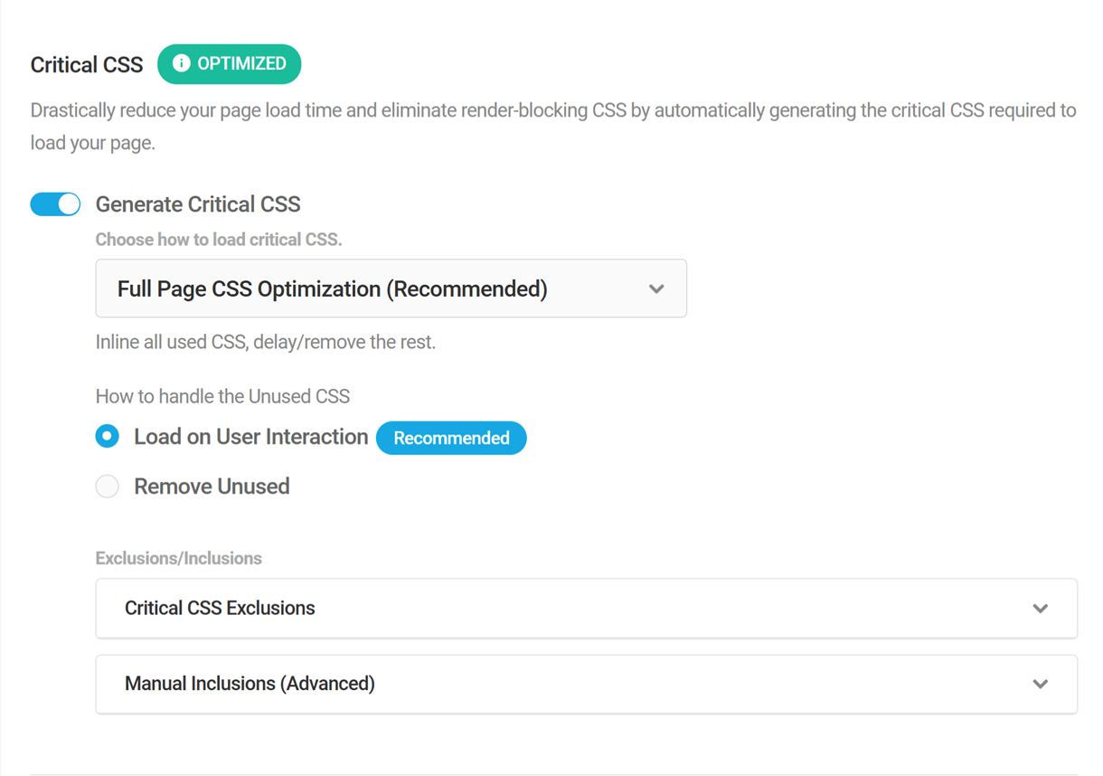 critical css feature