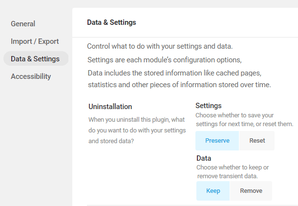 data and settings