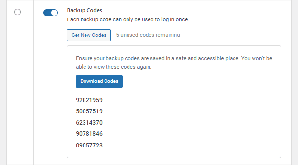 Two-factor authentication backup codes in Defender