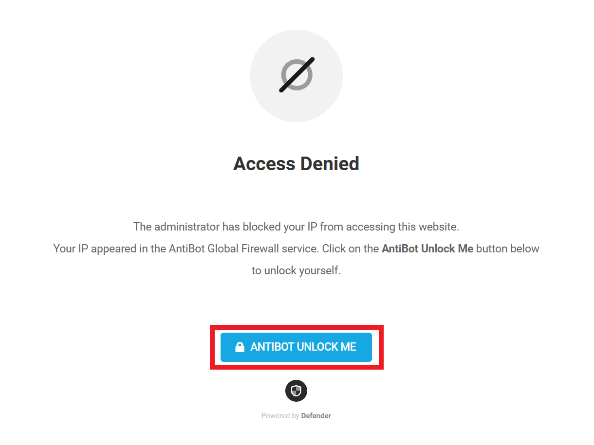 AntiBot Global Firewall unlock option
