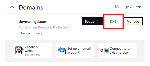 GoDaddy edit DNS settings