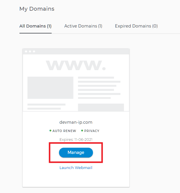 Select domain at iPage
