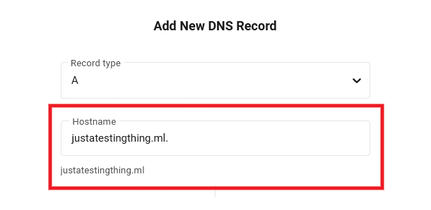 Adding top-level DNS record with dot