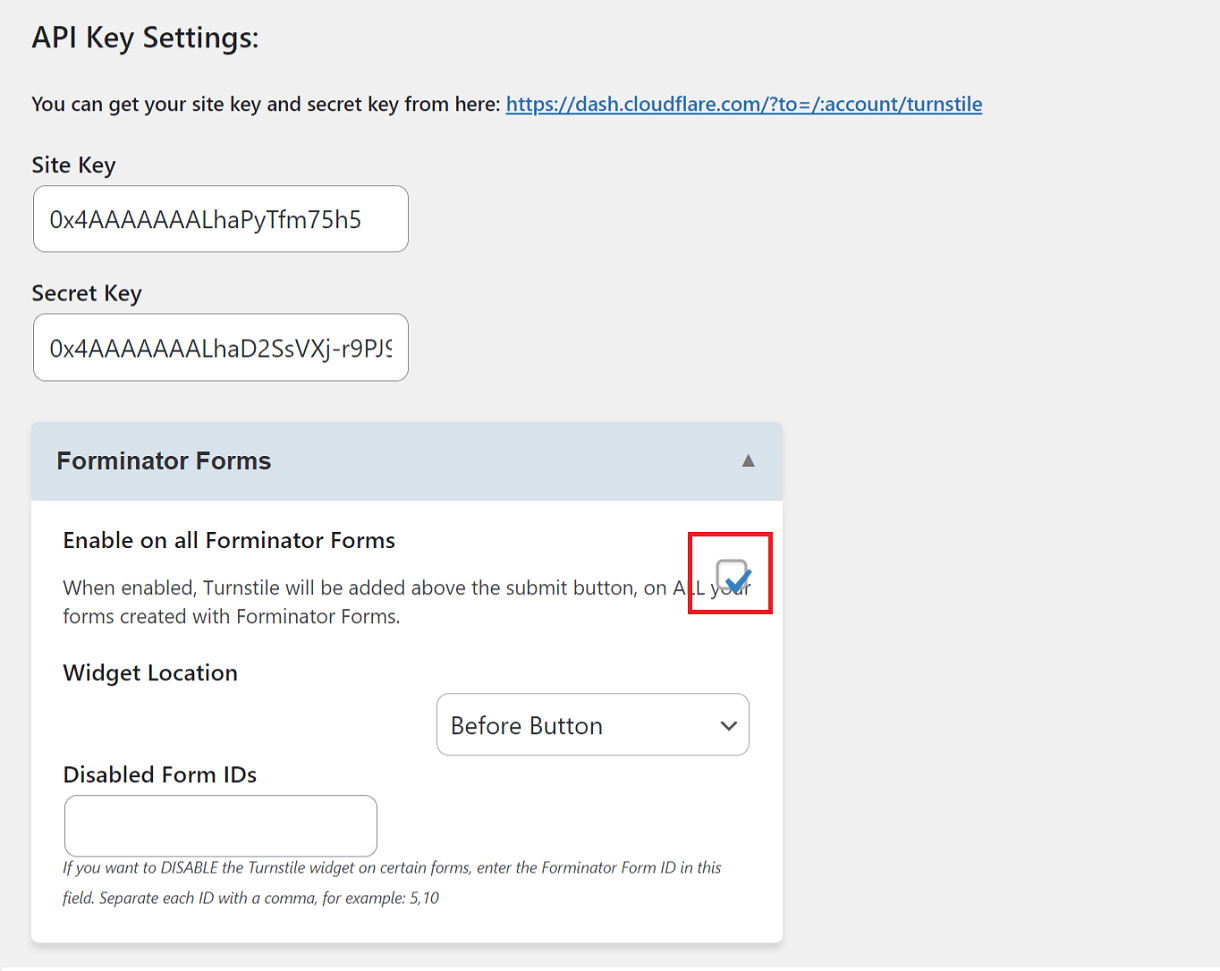 enable captcha all forms