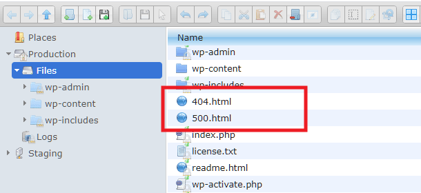 Upload location for custom error page files