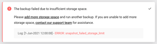 Error: snapshot_failed_storage_limit