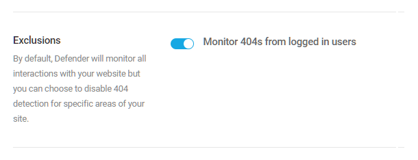 Exclude logged-in users from 404 detection in Defender firewall