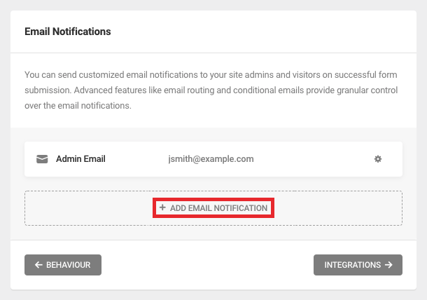 Form email notifications