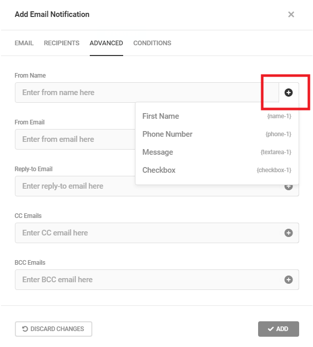 Advanced options for Forminator form email notifications