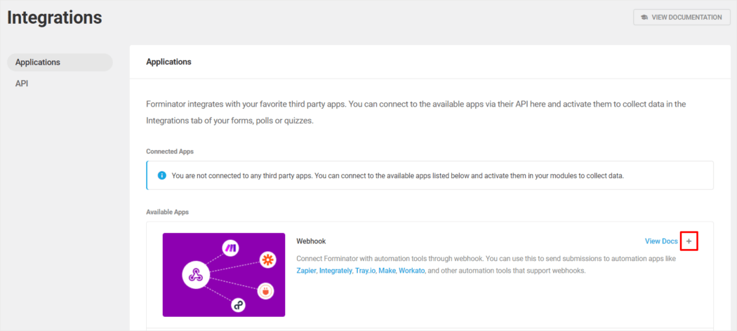 Forminator Integrations - Add a webhook