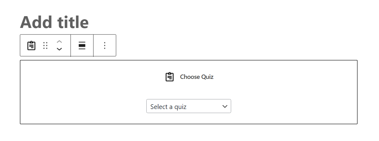 Selecting the quiz in Gutenberg editor