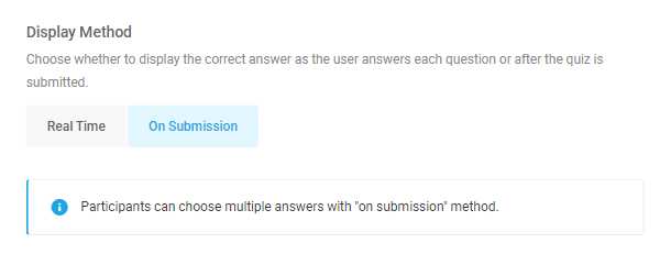 Option to display quiz answers on quiz submission