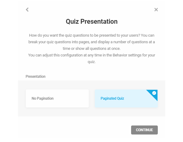 Set pagination in quiz