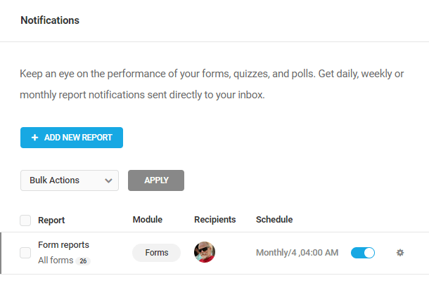 Forminator Reports notifications
