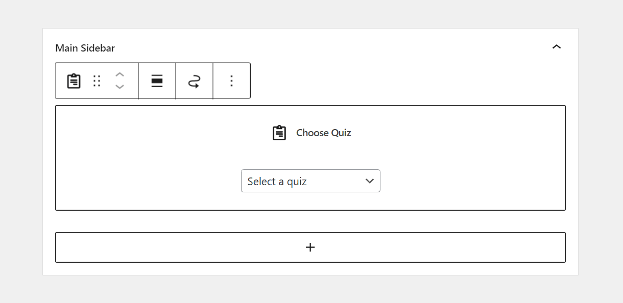 Selecting the quiz to display in the widget area