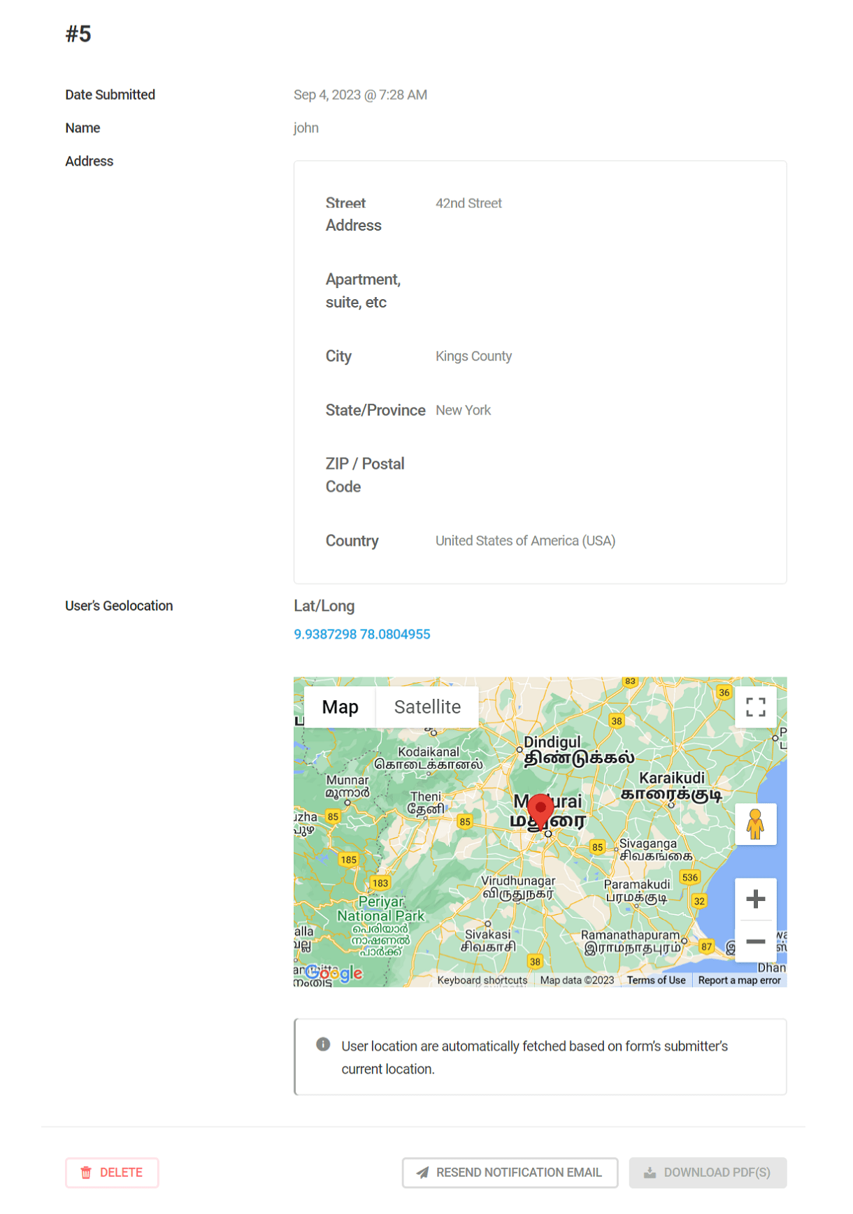 View details of a form submission in Forminator