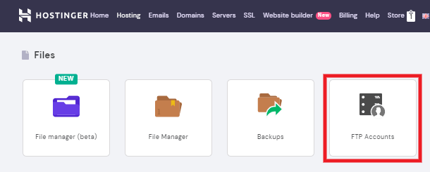 Accessing FTP accounts at Hostinger