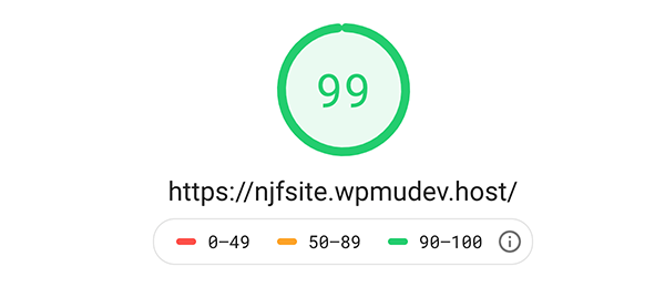 Google pagespeed insights score.