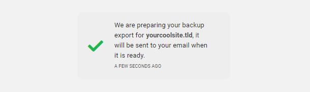 A backup download being prepared in the Hub