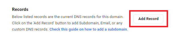 Add a DNS record in the Hub