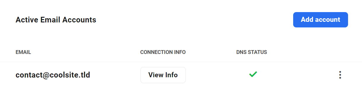 Hosting email added in the Hub
