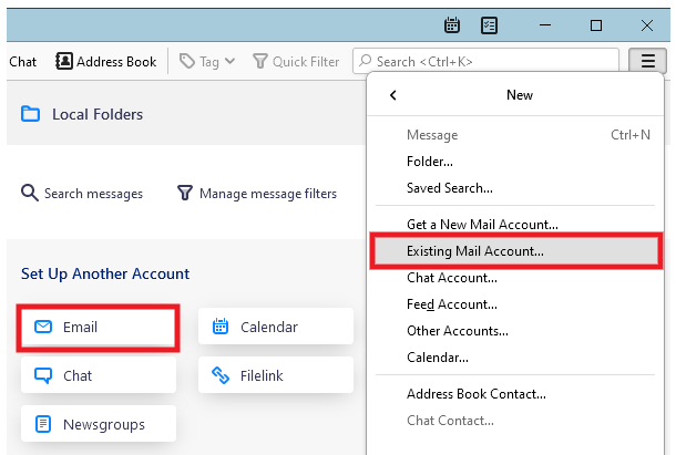 Connect an email account to Thunderbird