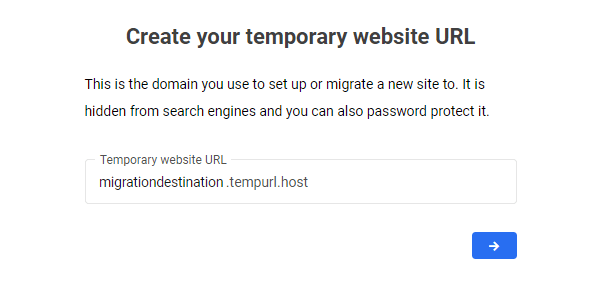 Enter temporary URL for new WPMU DEV hosted site