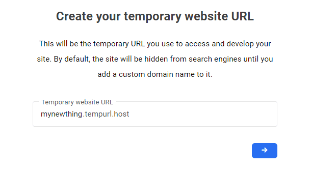 Create a temporary URL for a new hosted site in the Hub