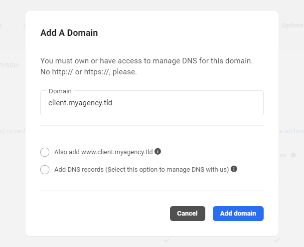 Add a domain to a site in the Hub