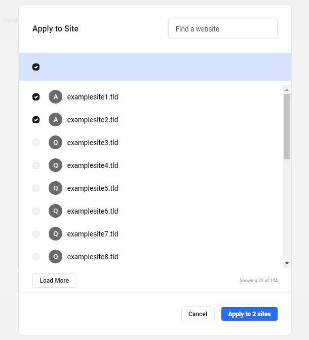 Apply custom configs to multiple sites