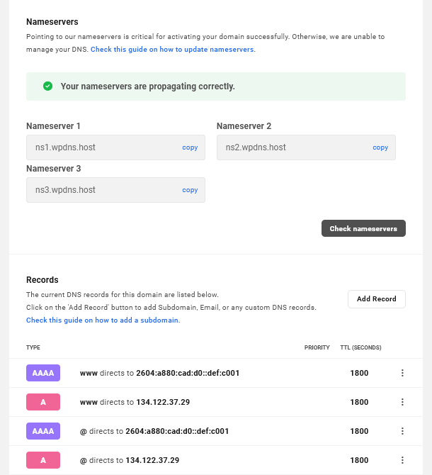 Manage DNS for a connected domain in the Hub