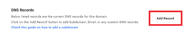 Add a DNS record in the Hub