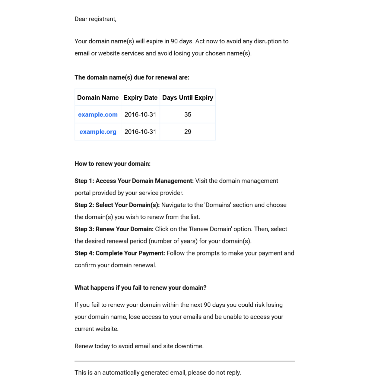 Email - Renewal Reminder 90, 60 & 30 Days Before Expiry