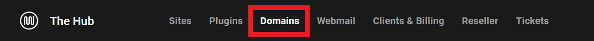 Domains item in the Hub main menu
