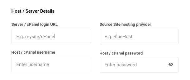 Server details for manual migration request