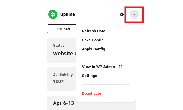 Hub site overview uptime module options