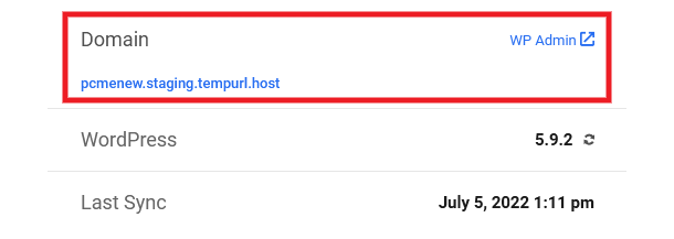 New staging domain hotlink