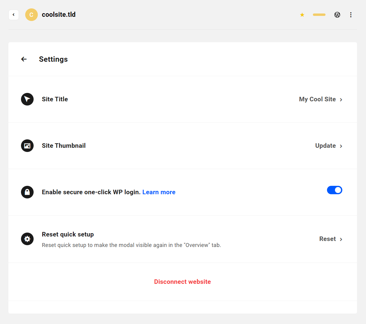 Site settings in the Hub