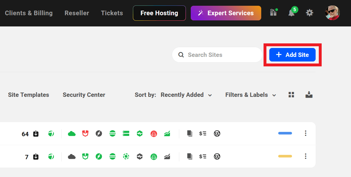 Add a new site in The Hub