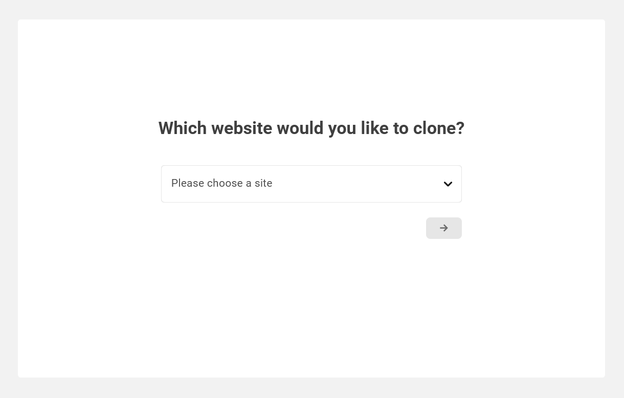 Select a WPMU DEV hosted site to clone