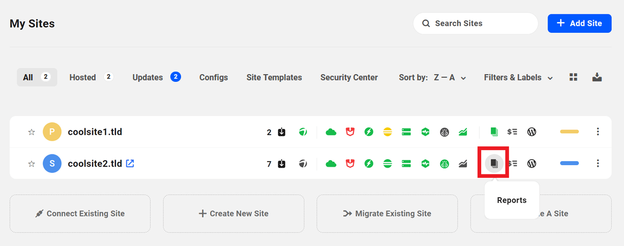 Reports not enabled for a site in The Hub