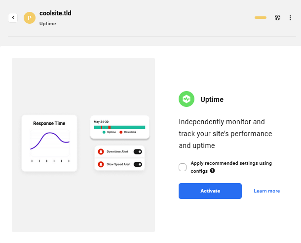 Hub 2.0 Uptime activate screen