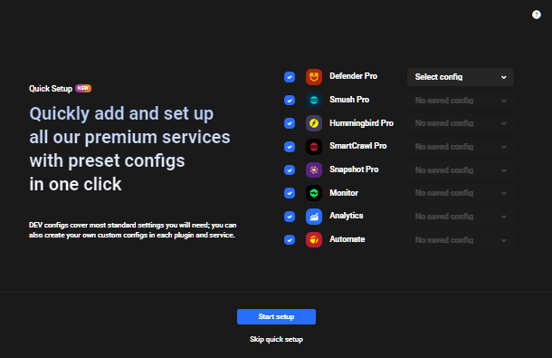 Apply config in Hub Quick Setup