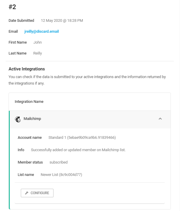Subscriber details in Hustle Opt-In email list