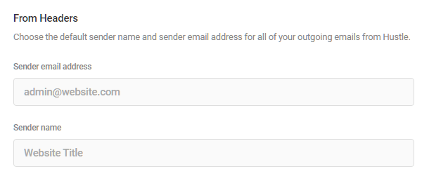 Email from header options in Hustle settings