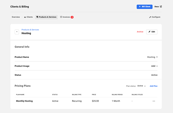 Individual service for a client example